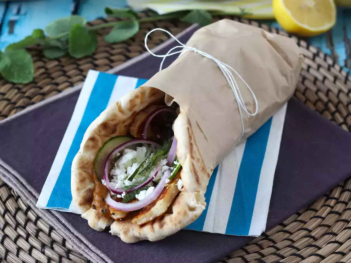 Recette Gyros au halloumi, le sandwich grec en version végétarienne!