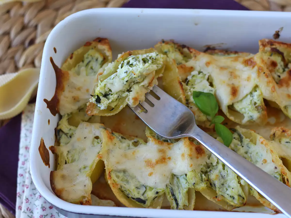 Recette Conchiglioni farcis à la ricotta, courgettes et citron