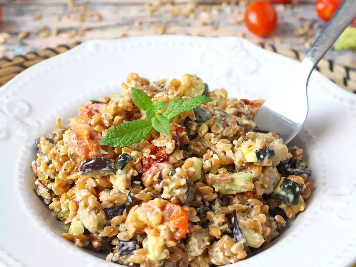 Recette Salade crémeuse d’épeautre aux légumes grillés