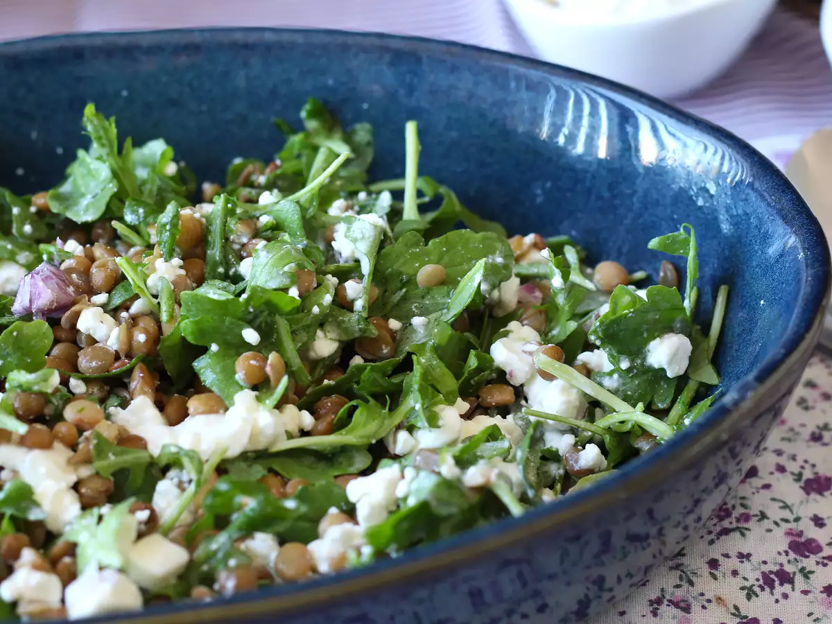 Recette Salade de lentilles protéinée au cottage cheese, facile et rapide
