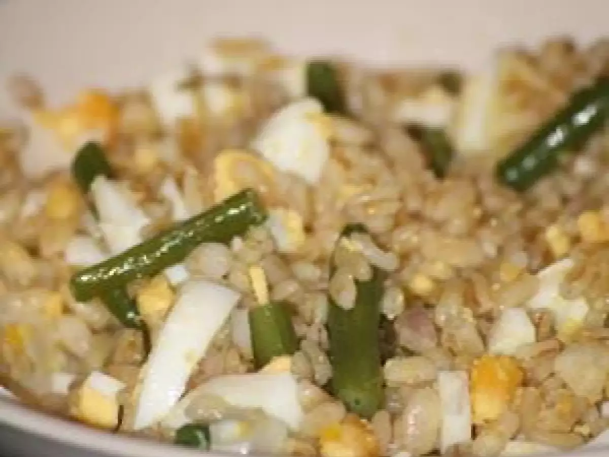 Recette Salade de blé, haricots verts et oeufs