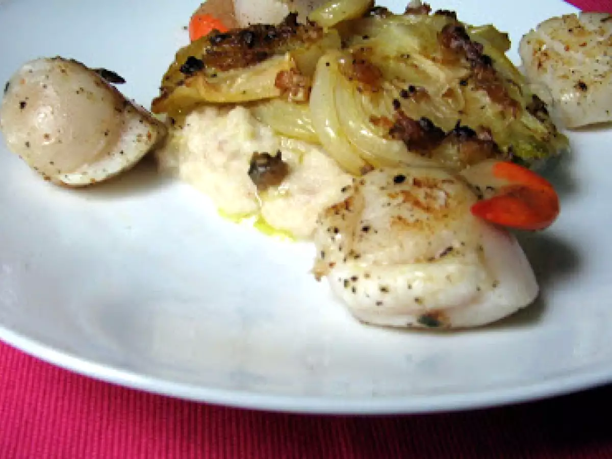 Recette Purée de céleri-chataîgne fumée et gratin de fenouil