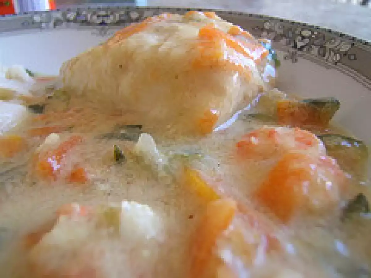 Recette Poisson au curry et effilochée de légumes