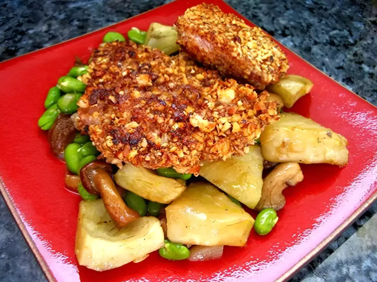Recette Magrets de canard panés et poêlée de légumes