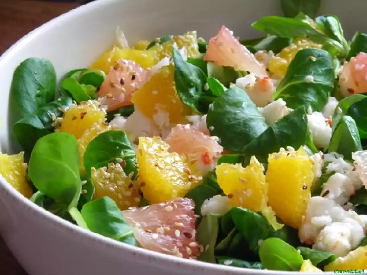 Recette Salade de crabe aux agrumes et vinaigrette au miso et gingembre