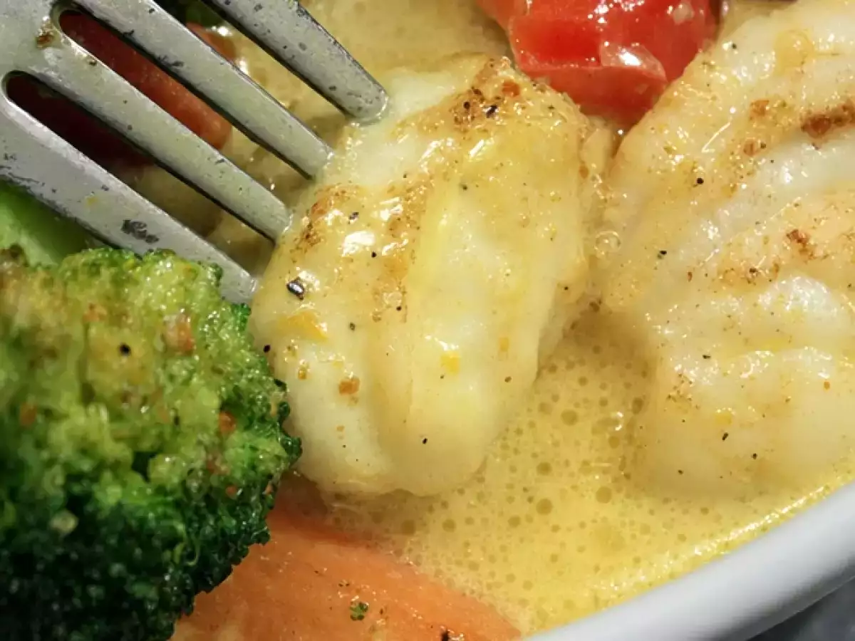 Recette Wok de lotte aux légumes & sabayon de curry