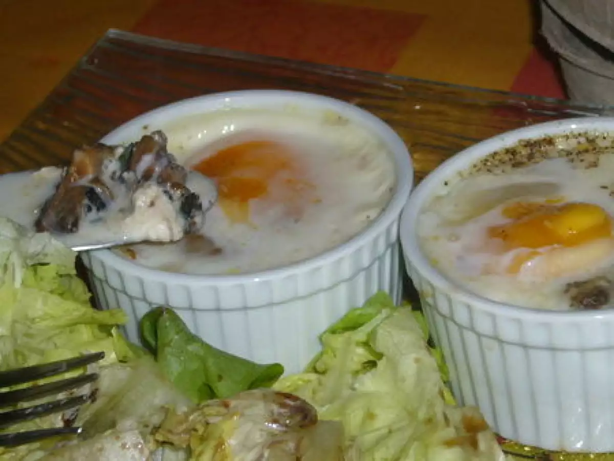 Recette Oeufs cocotte aux champignons et à la brousse
