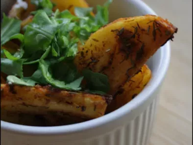 Recette Pommes de terre au four paprika-curry-piment & roquette