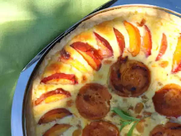 Recette Tarte aux nectarines jaunes, abricots poêlés et brousse