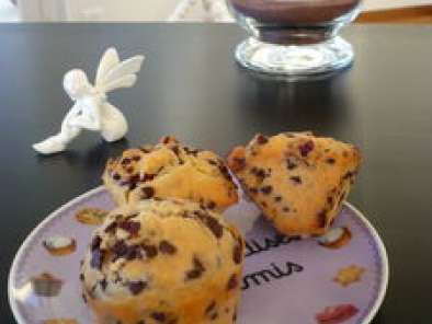 Recette Muffins ultra moelleux aux pépites de chocolat et cranberries