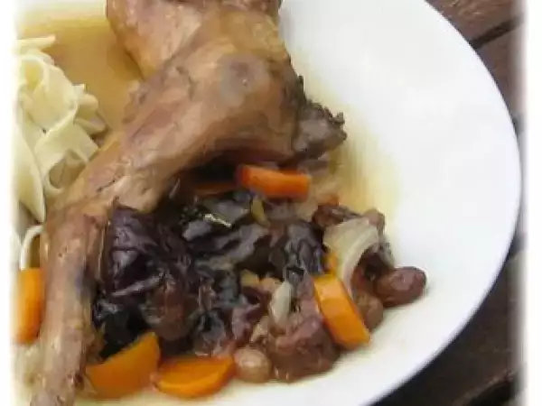 Recette Lapin aux pruneaux flambe au cognac