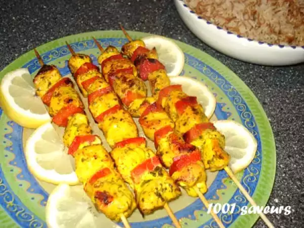 Recette Brochettes de poulet et poivron à la marocaine