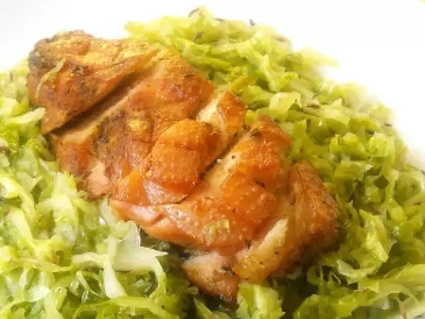 Recette Filet d'oie sur un lit de chou vert