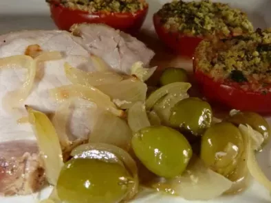 Recette Roti de porc aux olives et aux tomates