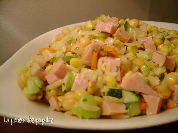Recette ~ salade de pois chiches et jambon~