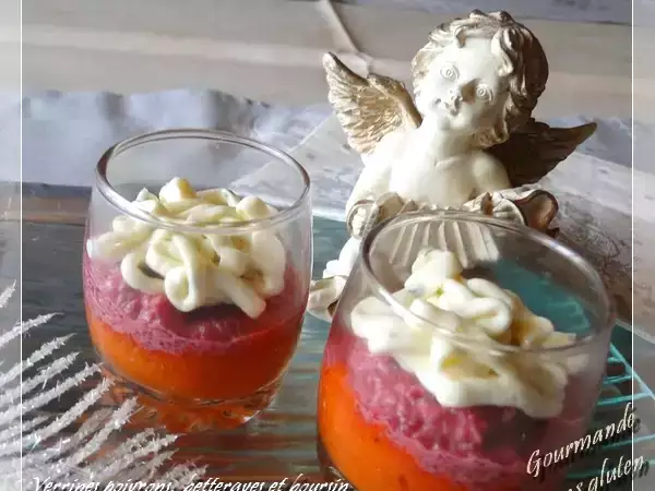 Recette Verrines à la crème de poivrons, betteraves et boursin