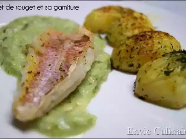 Recette Filet de rouget grillé, poireaux à la crème et pommes de terre au four