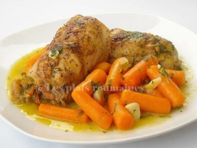 Recette Cuisses de poulet farcies aux carottes sautées