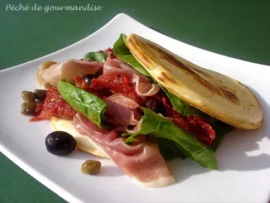 Recette Blinis à l'italienne au jambon de parme, épinards frais et tomates