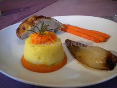 Recette Couronne d'agneau de lait, pommes de terre et carottes glacées