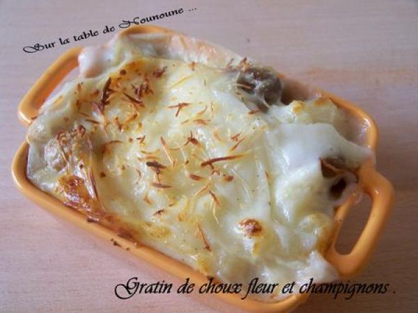 Recette Gratin de choux fleur et champignon