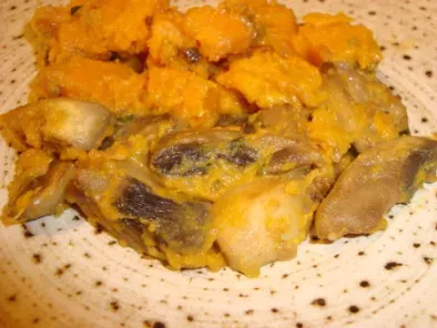 Recette *** fricassée de champignons et de patates douces à la sauce coriandre et au curry ***