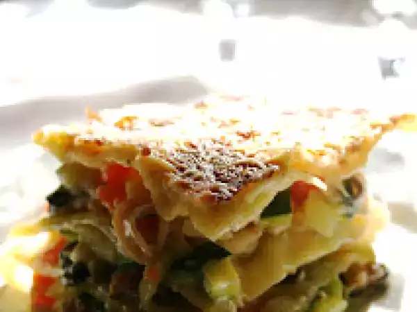 Recette Lasagnes aux petits légumes et fruits de mer flambés