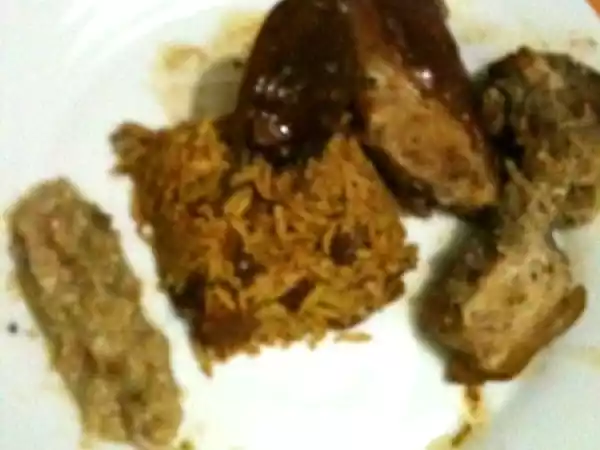 Recette Tout dans lassiette : zembrocal haricot rouge, roti de porc et rougail bringelles