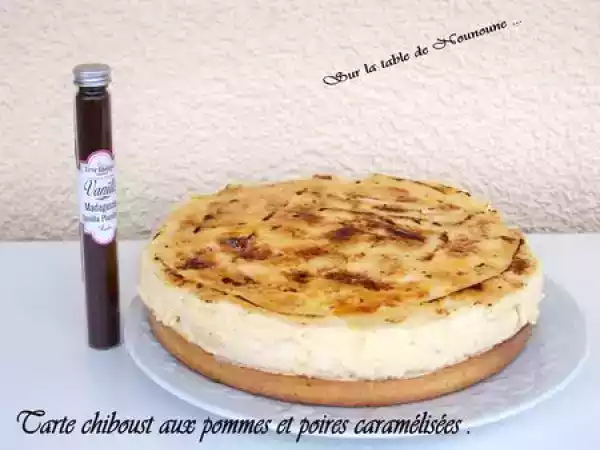 Recette Tarte chiboust aux pommes et poires caramélisées