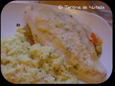 Recette Filet de panga sur fondue de légumes et son riz en sauce