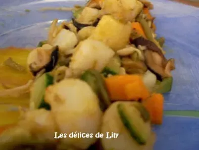 Recette Wok de saint-jacques aux legumes