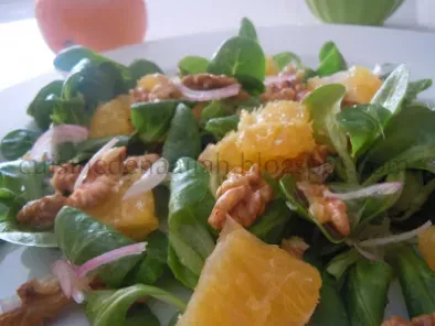 Recette Salade de mâche, noix et orange