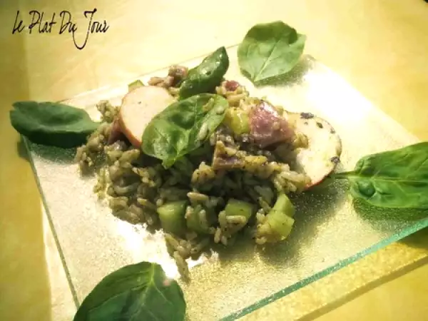 Recette Salade de riz au jambon et pesto de menthe
