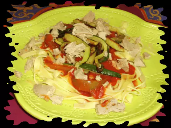 Recette Tagliatelles au thon et legumes du soleil
