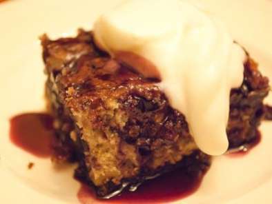 Recette Cherry cake pudding - clafoutis cerise & noix de pecan