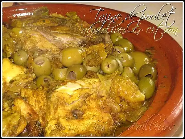 Recette Tajine de poulet au citron confit et olives