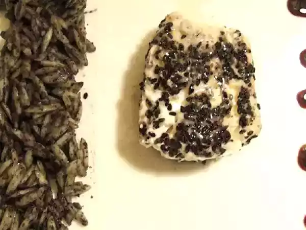 Recette Dos de cabillaud au sésame noir, quintessence de balsamique