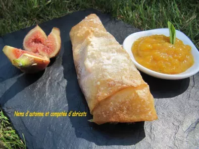 Recette Nems de pommes caramelises sauce abricots the vert basilic
