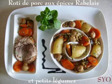 Recette Rôti de porc cocotte, epices rabelais et petits légumes, de mamigoz