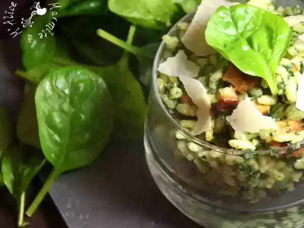 Recette Risotto au poulet, epinards, ail & fines herbes