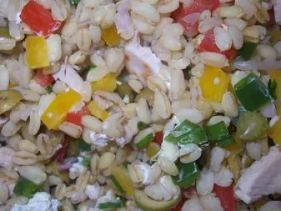 Recette Salade froide de blé, escalope de dinde et ses légumes