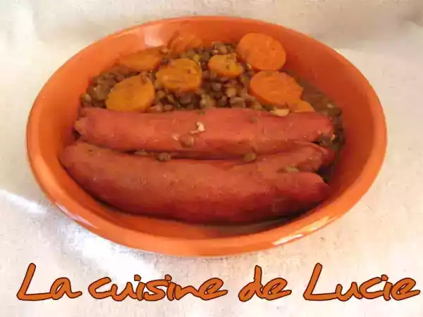 Recette Lentilles vertes du puy aux saucisses