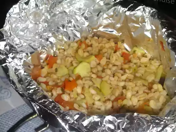 Recette Papillotes d'ébly aux 2 légumes