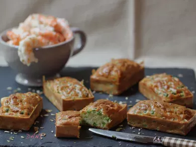 Recette Cake mozza-petits pois et crevettes marinées