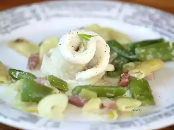 Recette Roulé de sole aux haricots plats et crème légère à la vanille