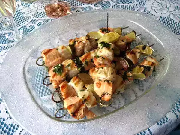 Recette Brochettes de saumon et de pétoncles au bbq