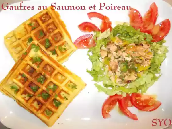 Recette Au menu pascal : gaufres au saumon et poireau de mamigoz