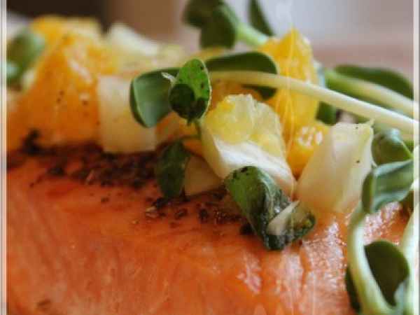 Recette de pavé de saumon et sa fondue de poireaux