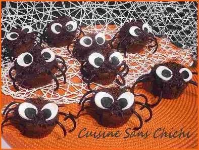 Recette Muffins, invasion d'horribles araignées. spéciale halloween.