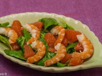 Recette Salade de mâche, pomelo et crevettes